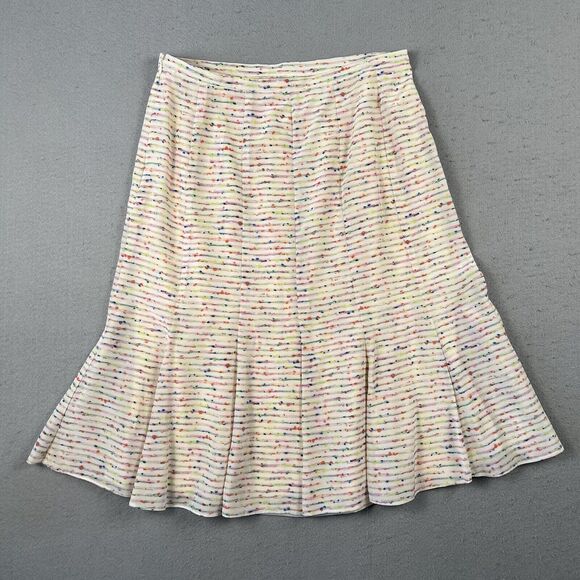 Worldly Things By Espressione Moda Silk Tulip Skirt Women’s 42 Multicolor Stripe - Picture 12 of 16